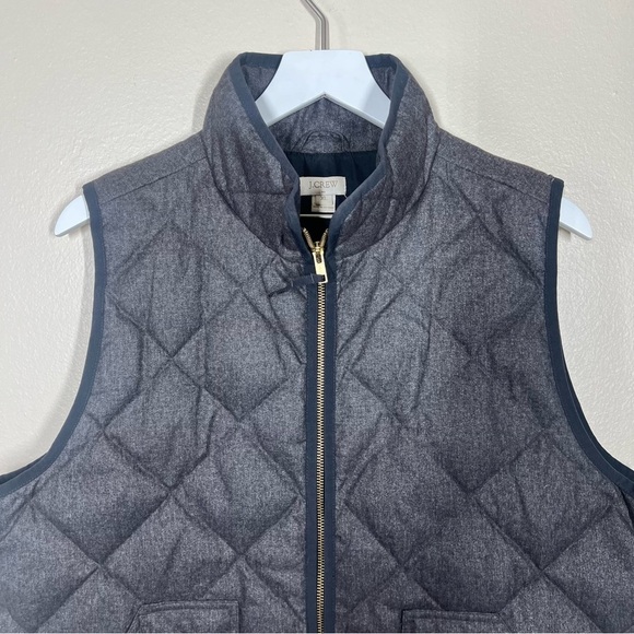 J. Crew Factory Textured Quilted Down Puffer Vest Gray Size XL Gold Zipper - Picture 2 of 8